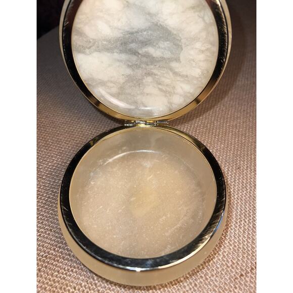 Vintage Genuine Alabaster Hand Carved Trinket Jewelry Box Floral Hinged Lid - Picture 4 of 10